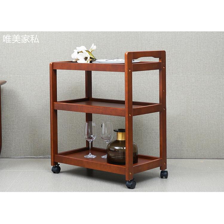 实木移动餐车茶水车家用实木小推车厨房送餐车火锅推车餐边柜移动