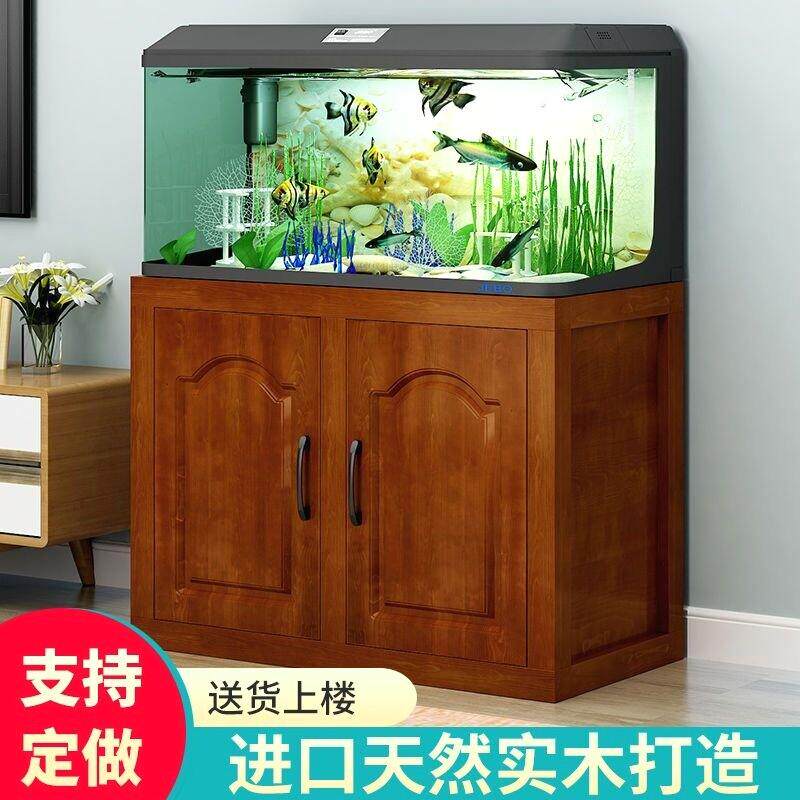 定做实木鱼缸底柜底座鱼缸柜子松木架子家用客厅水族箱隔断柜鞋柜