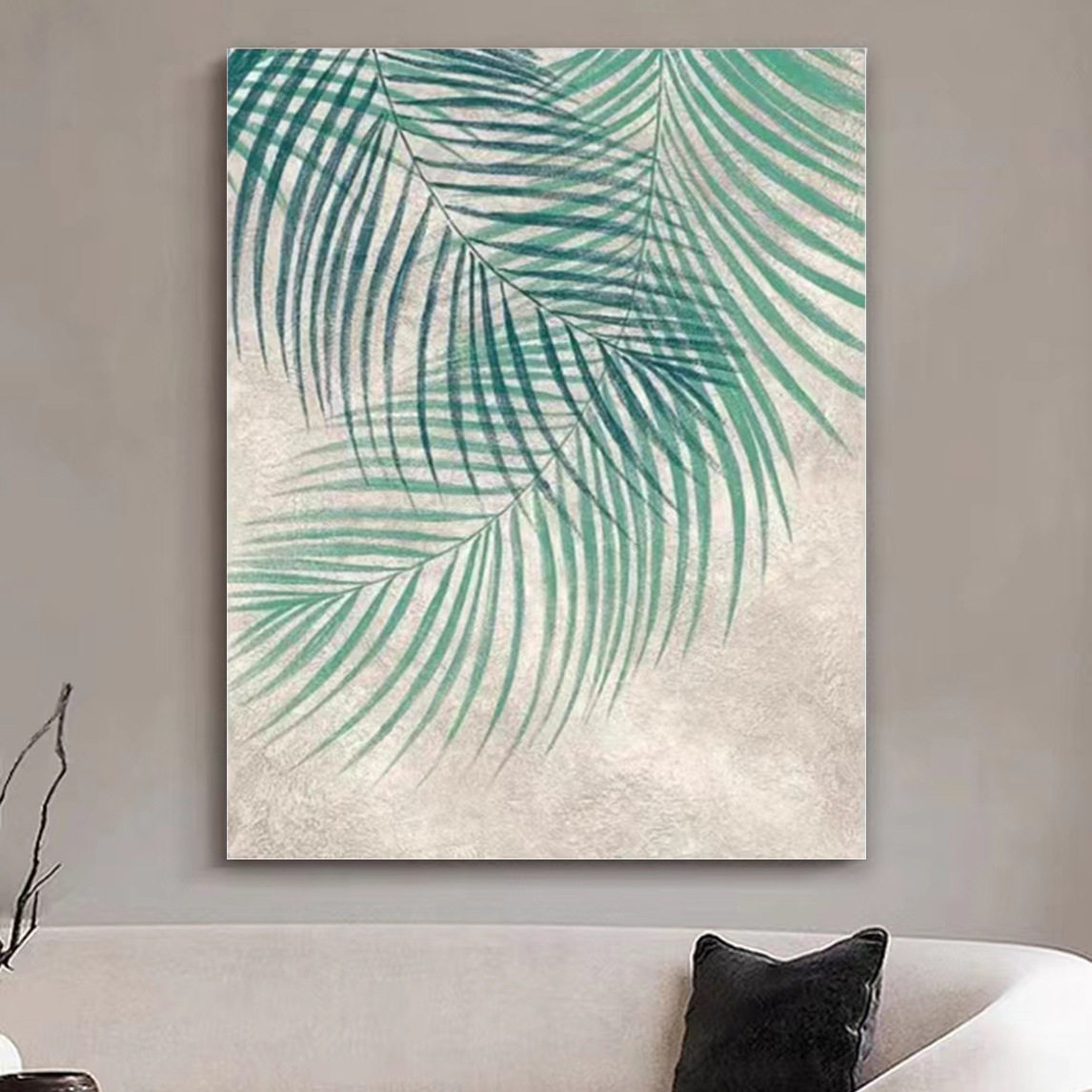 纯手绘油画植物寂风客厅装饰画大业大肌理画玄关房门现代化