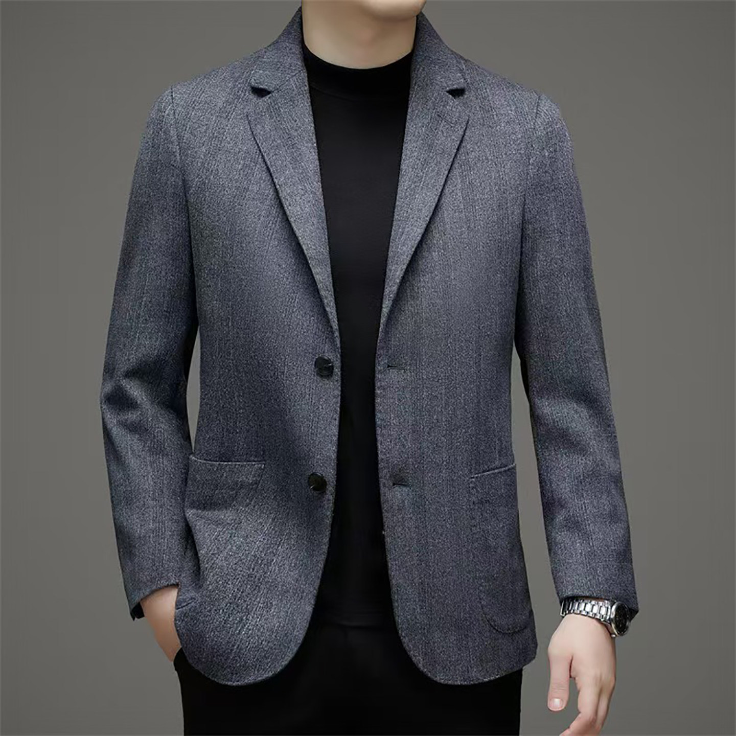绵羊毛81.5+山羊绒7.9+桑蚕丝10.6格子西装工作衣服男款秋装外套