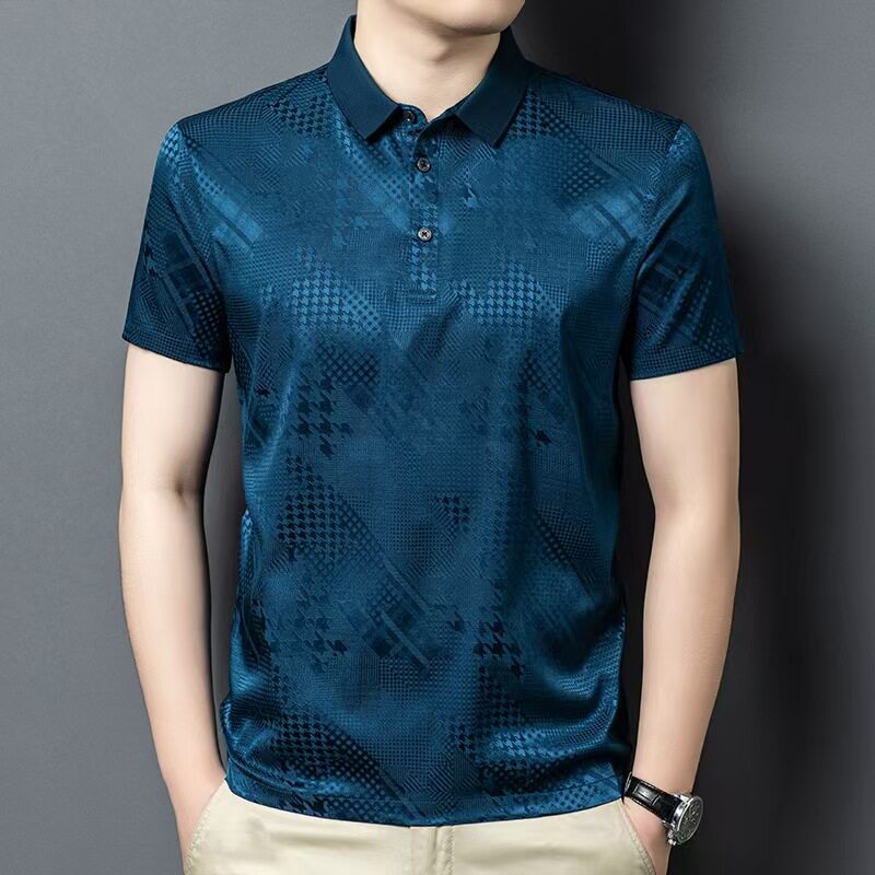 真丝桑蚕丝男夏轻奢短袖Polo衫