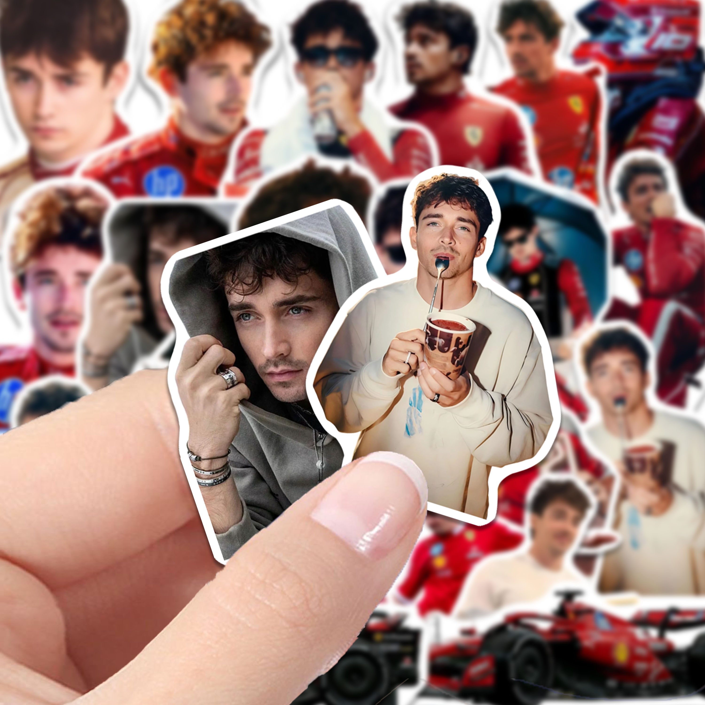 F1勒克莱尔高清防水贴纸手账装饰运动员法拉利赛车手帅气diy贴画