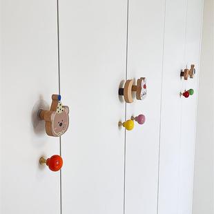 榉木小狗柜门拉手儿童房装饰陶瓷多巴胺衣柜抽屉拉球卧室改造挂钩