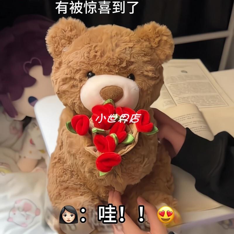 情人节礼物磁力熊玫瑰花帽变玫瑰