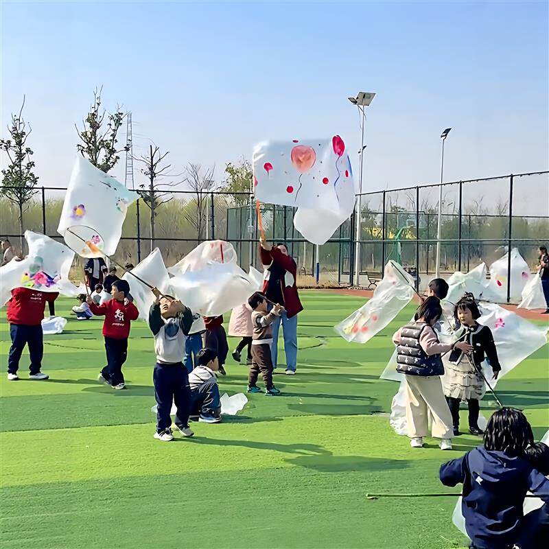 带你捕风捕风风筝diy涂鸦风袋幼儿园春游活动道具环创手绘薄膜