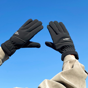 棉手套男款冬季保暖骑行电动摩托车防寒防冻加绒加厚滑雪手套男士