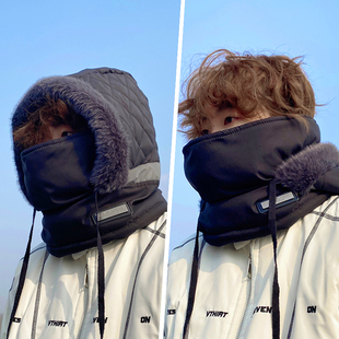 帽子男士秋冬季防风骑车加绒加厚面罩头套保暖防寒雷锋帽男款冬天