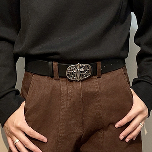 潮流黑色腰带男款2026新款春秋搭配牛仔裤皮带男生潮年轻人宽裤带