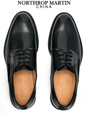 诺斯马丁真皮皮鞋男士正装商务高端新款黑色结婚婚礼手工德比鞋