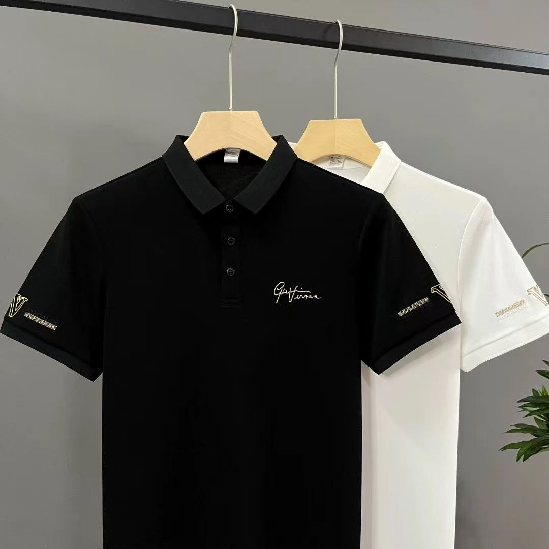 轻奢polo衫男短袖高端翻领t恤2025夏季新款男士潮牌刺绣半袖男装