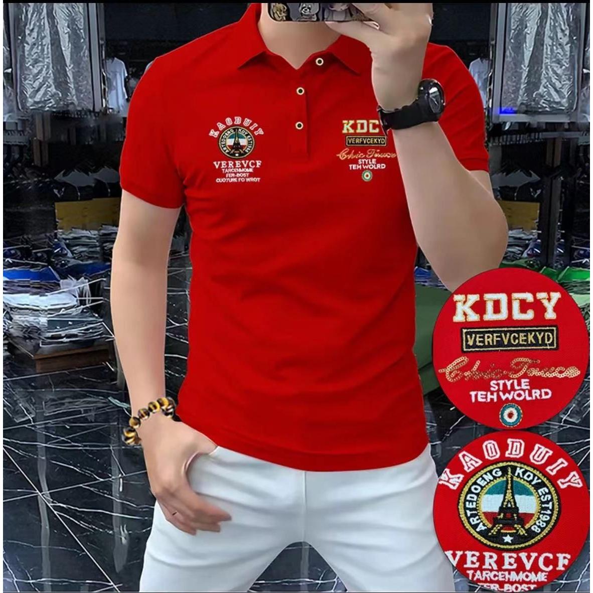 欧洲站高端刺绣短袖t恤男夏季透气休闲带领polo衫新款半袖丝光棉T