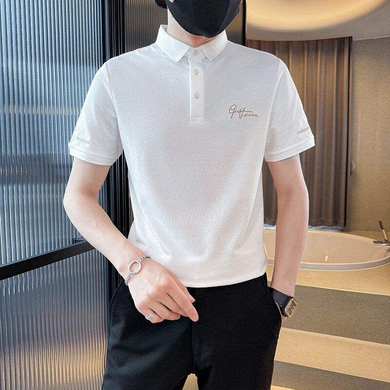 轻奢polo衫男短袖高端翻领t恤2025夏季新款男士潮牌刺绣半袖男装
