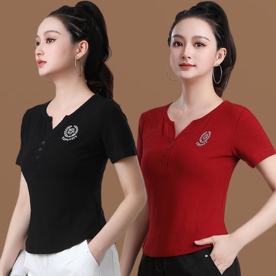 新款短袖夏季上衣跳操舞蹈服鬼步舞健身操大码广场舞团体跳操服女