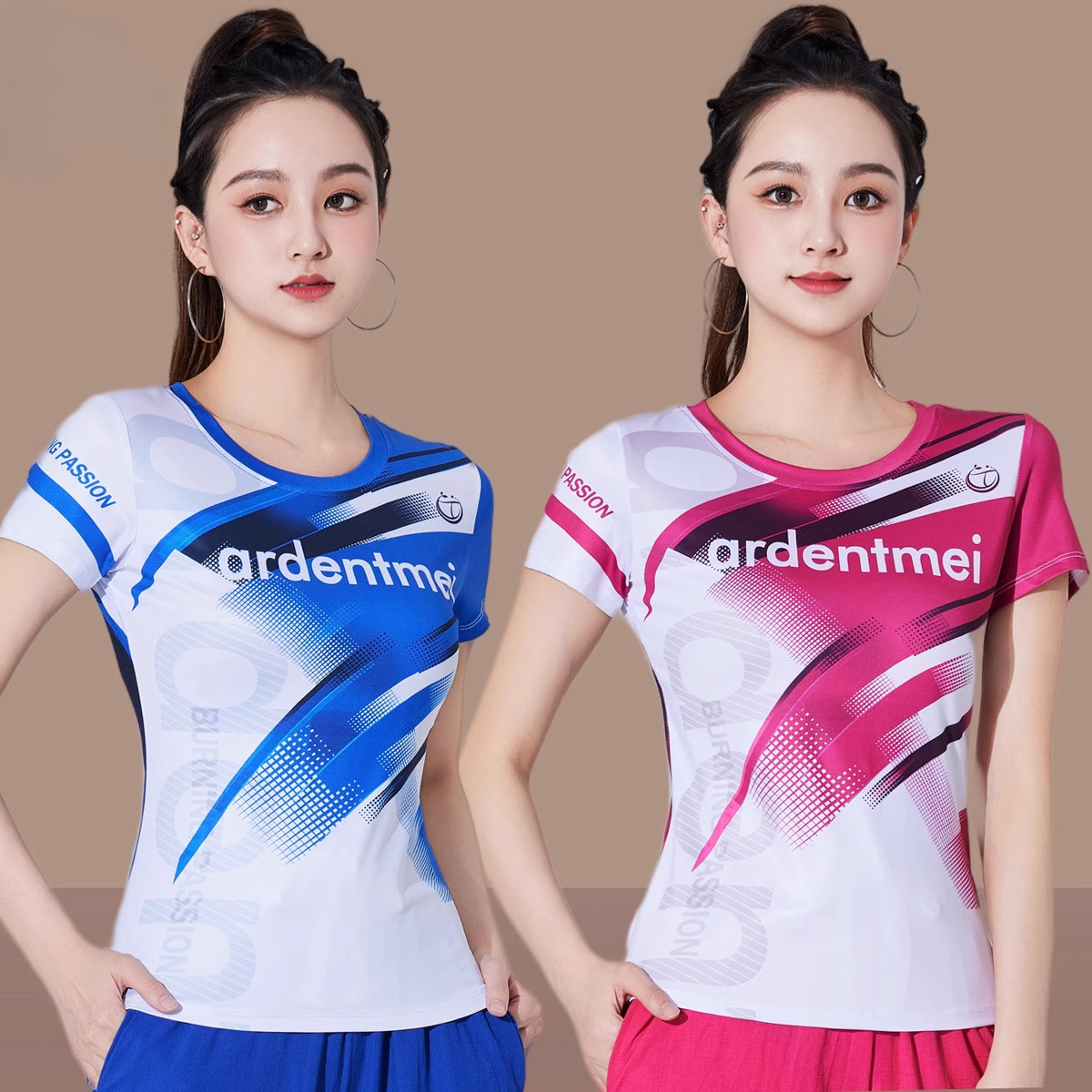 广场舞服装印花短袖时尚运动健身操团体跳操服上衣大码跳舞上衣