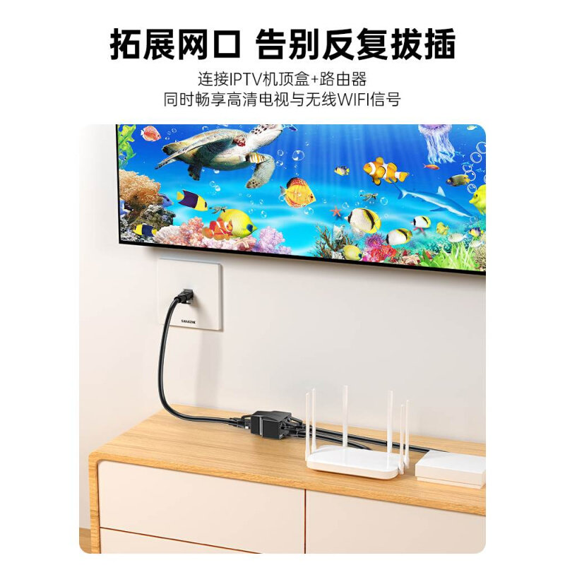新款网线分线器一分二分接网口宽带网络口转接口对接头延长连接款