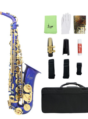 SLADE雷德中音萨克斯降E调黄铜管体雕花鲍鱼壳按键蓝色萨克斯风