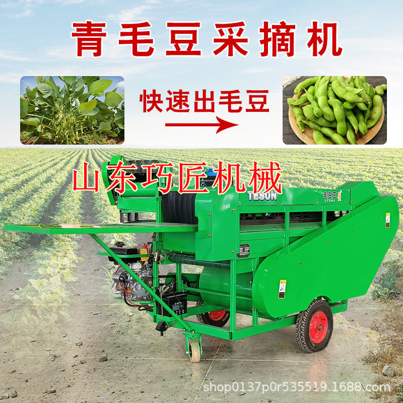 全自动毛豆采摘机 毛豆荚机采收机 柴油青豆荚采摘脱荚机价格