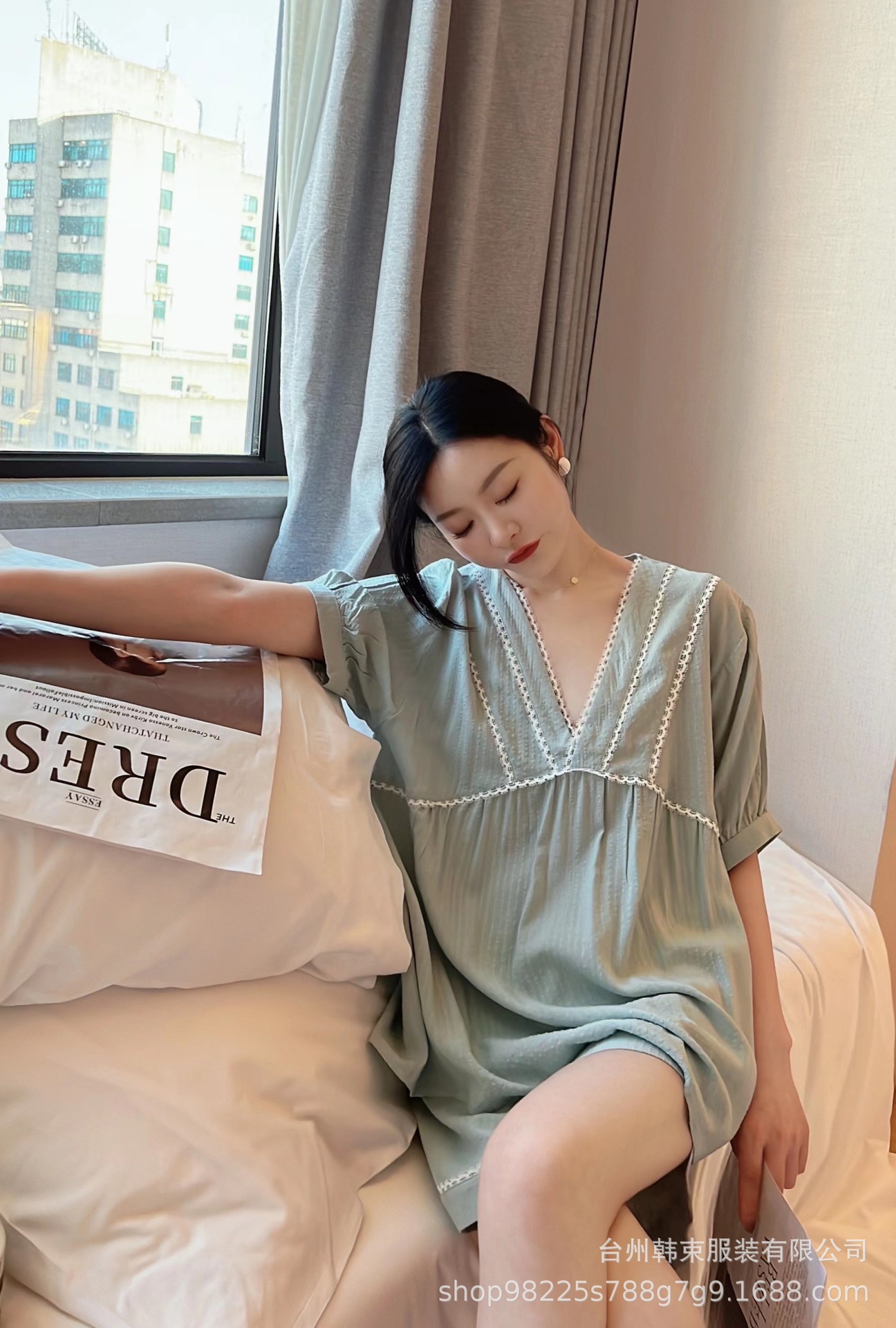 秋冬季睡衣女长袖长裤套装春款家居服精梳棉可爱宫廷春秋款家居服