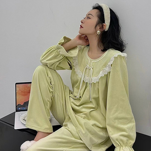 维安花密睡衣女春秋款 网红风高级感可外穿家居服两件套 棉长袖 新款