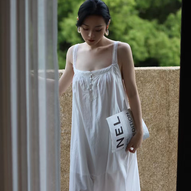 白色女士吊带裙性感睡衣遮肉夏季