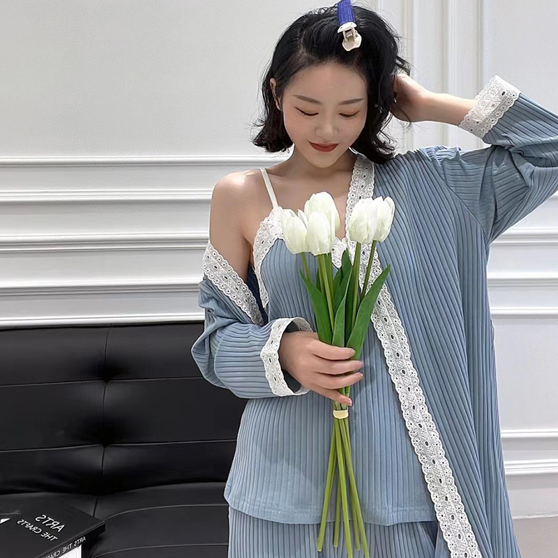 三件套纯棉蕾丝维安花密亲肤女