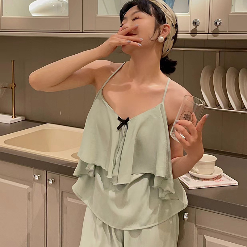 维安花密【漫野碎花】法式碎花睡衣女纯棉小吊带俩件套家居服