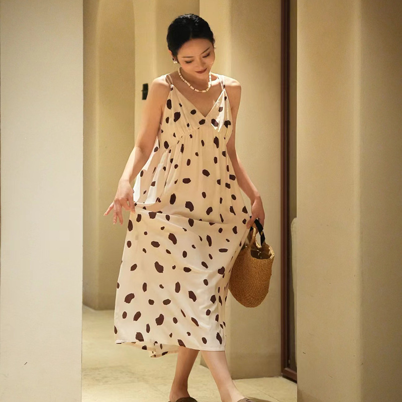 维安花密夏季夏款蝴蝶刺绣睡衣女飞飞袖小吊带家居服睡裙长裤