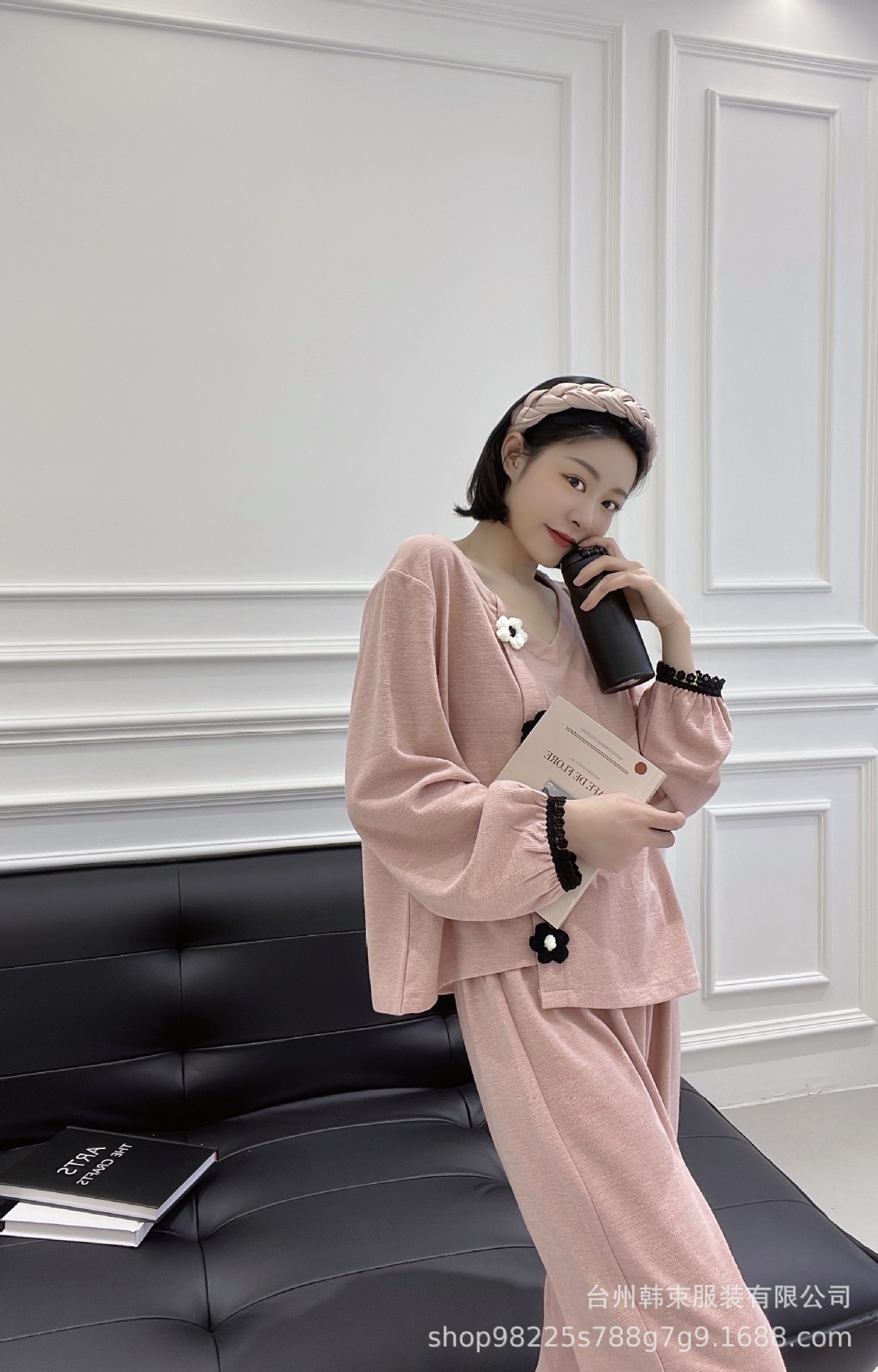 秋冬季睡衣女长袖长裤套装春款家居服精梳棉可爱宫廷春秋款蕾丝边