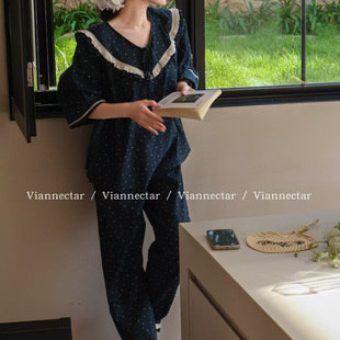 维安花密维安花密睡衣女春夏款高级感七分袖家居服套装纯棉睡裙