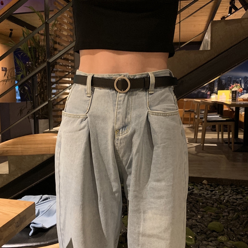 黑色细腰带无孔皮带女士简约牛仔裤腰带百搭装饰黑色裤带韩版