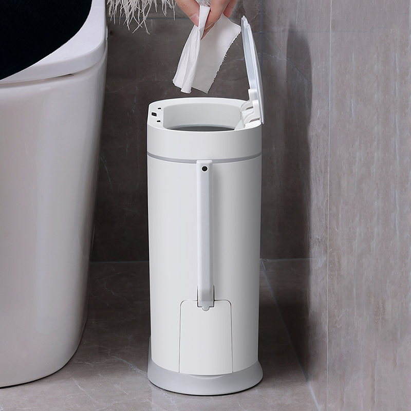 窄形感应垃圾桶带马桶刷