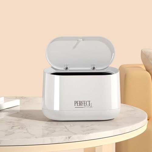 高颜值轻奢桌面弹盖垃圾桶