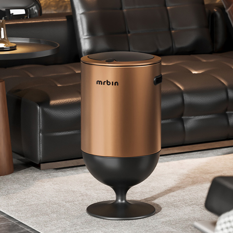 25新款高脚智能感应垃圾桶 酒杯形免弯腰客厅厨房轻奢电动