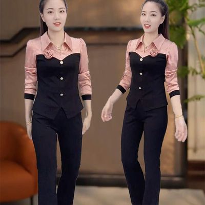 洋气两件套女春季新款简约时尚轻奢气质高雅修身显瘦长裤套装女春