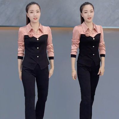 洋气两件套女秋季新款简约时尚轻奢气质高雅修身显瘦长裤套装女秋