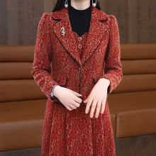 高档小西服两件套连衣裙春秋新款洋气喜妈妈遮肉显瘦加厚套装女裙