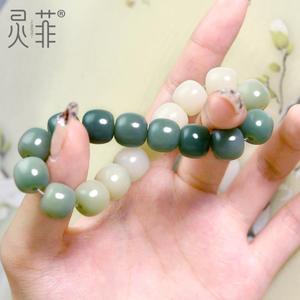 新款渐变色白玉菩提根手串女生阴皮绿菩提子盘玩绕指柔手捻学生手