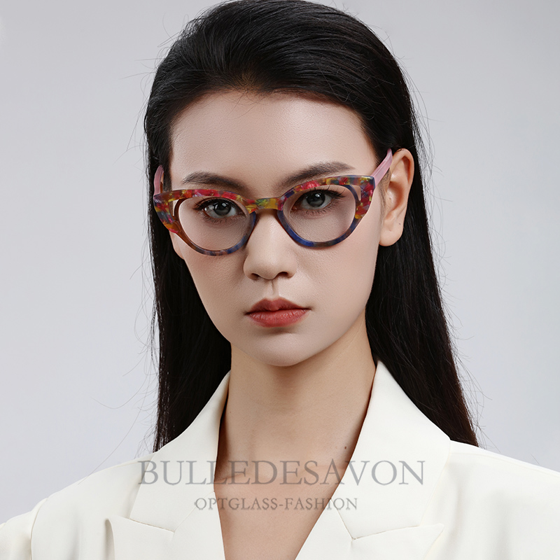 彩色拼料板材近视眼镜框潮流男女百搭前卫可配近视度数防蓝光变色