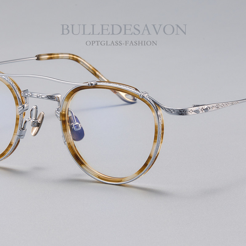 手工鎏金眼镜框复古文艺男女超轻纯钛双梁可配近视度数防蓝光变色,ZIPPO/瑞士军刀/眼镜,定制成品光学镜,淘宝优惠券,粉丝福利购,淘宝优惠卷