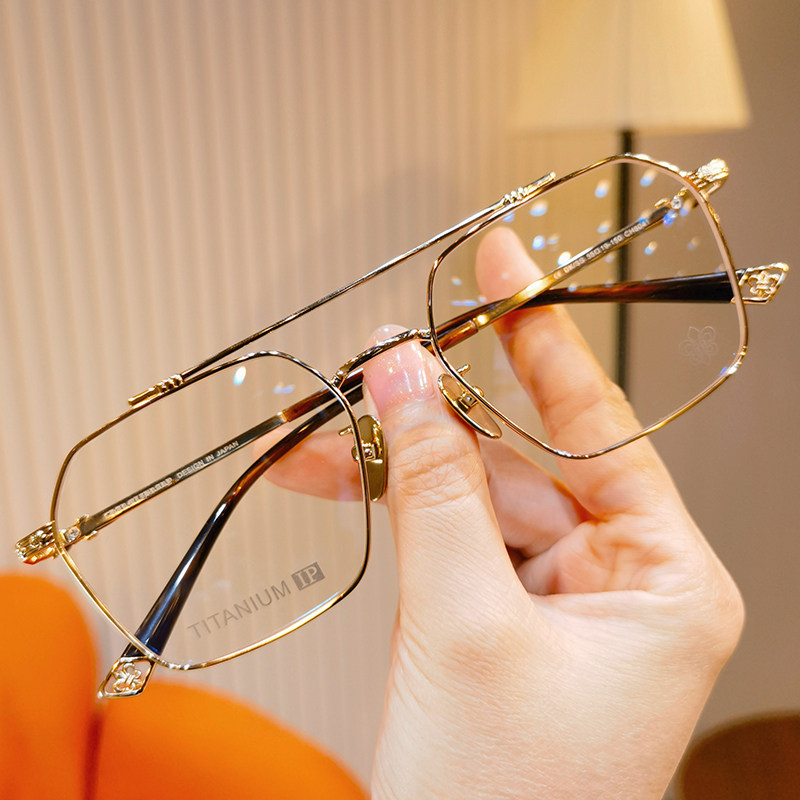 BULLE DE SAVON超轻细框纯钛近视眼镜框多边形双梁男女眼镜架潮款