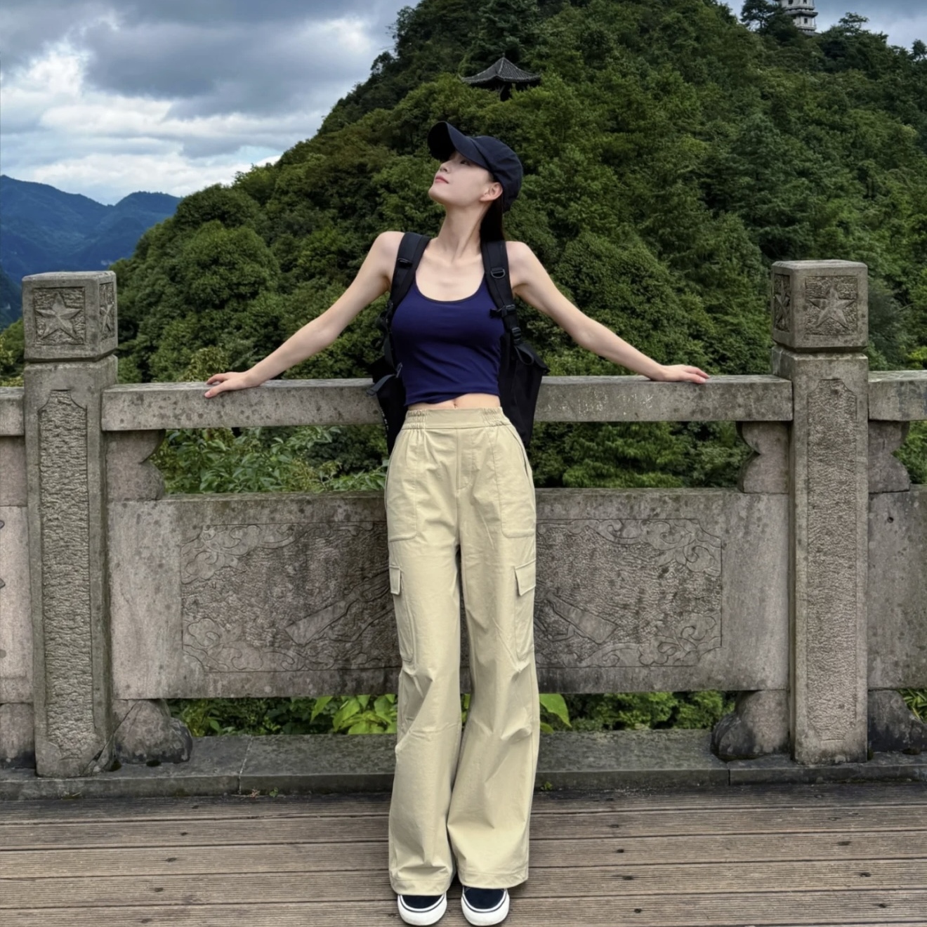 蕉下降落伞裤女ST108新款速干伞兵裤登山冲锋裤户外防风工装裤