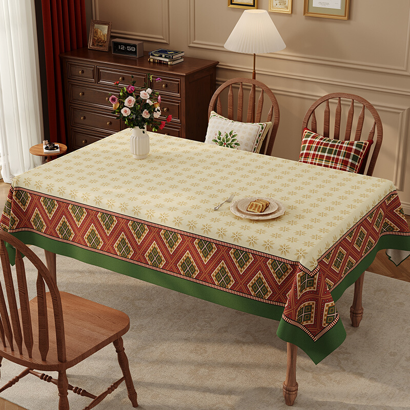 新年氛围感餐桌桌布2024新款高级感布艺盖布美式轻奢客厅茶几台布