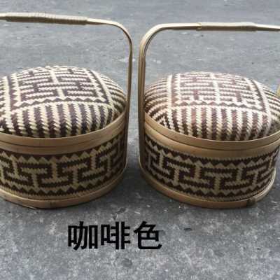 纯手工竹编竹制品竹篮子结婚食盒提篮春节送礼品红色喜篮摄影道具