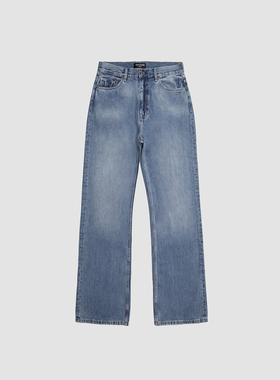 3BLK 日本冈山KUROKI深蓝水洗牛仔裤 BOOTCUT直筒休闲裤