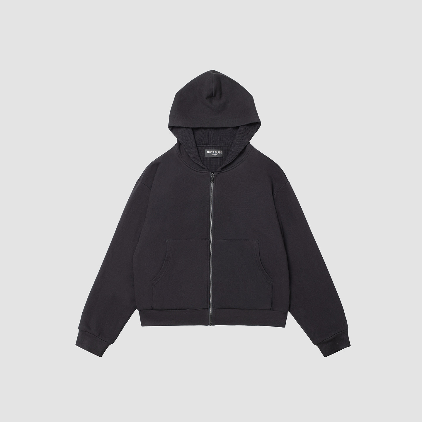 3BLK 定织纯棉双面穿华夫格连帽卫衣 Thermal Hoodie 拉链帽衫