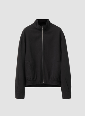 3BLK 泷定日产纯铜氨丝立领夹克 黑色垂感长袖薄外套 真丝般爽滑