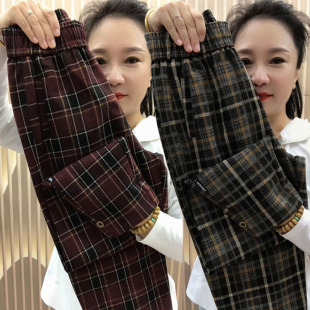 格子休閑褲 韓版 新款 女米尼加厚保暖顯瘦百搭哈倫九分褲 2025秋季 子