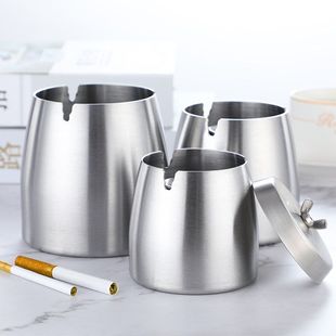 不锈钢加厚烟灰缸锥形加高烟灰缸酒店酒吧KTV带盖烟灰缸可印logo