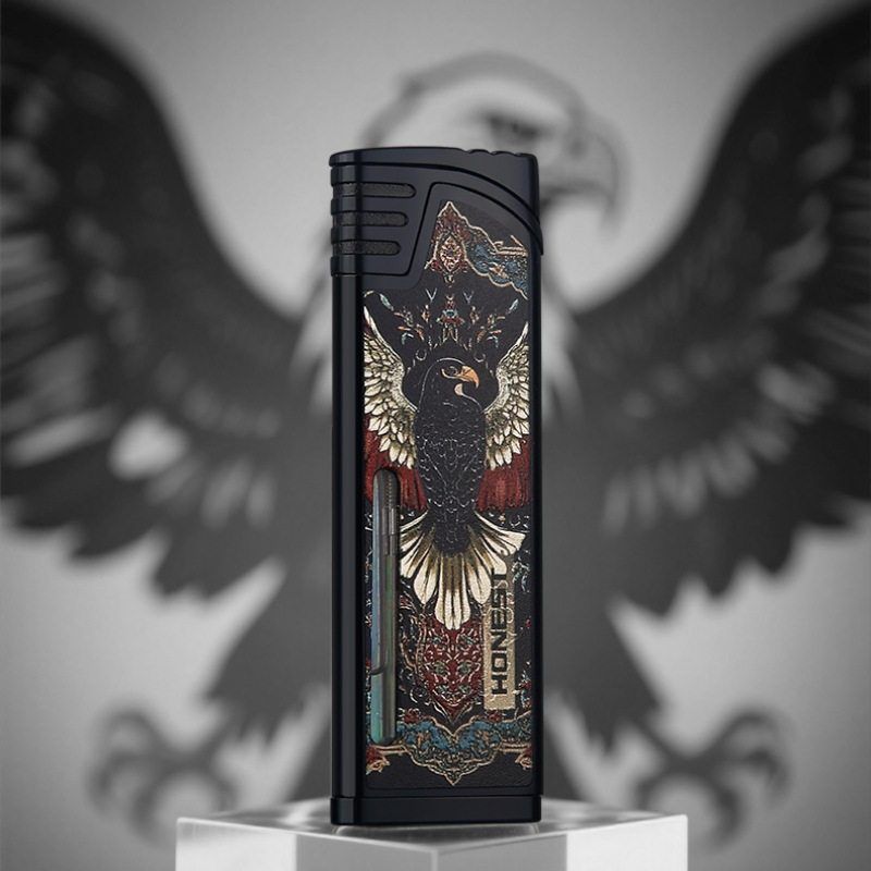 百诚银灵2号个性超薄防风充气蓝焰打火机高品质直播爆款