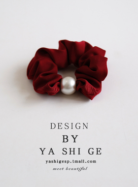 法式复古红色大肠发圈简约缎面头绳扎头发皮筋女马尾发绳发饰头饰